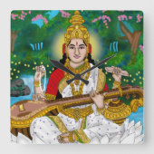 Goddess Saraswati Clock Vierkante Klok (Voorkant)