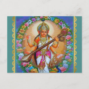 Goddess Saraswati Hindu Goddess Briefkaart
