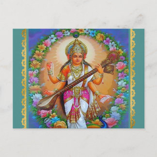 Goddess Saraswati Hindu Goddess Briefkaart
