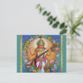Goddess Saraswati Hindu Goddess Briefkaart (Staand voorkant)