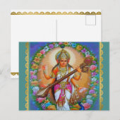 Goddess Saraswati Hindu Goddess Briefkaart (Voorkant / Achterkant)