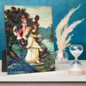 Goddess Saraswati van Raja Ravi Varma Fotoplaat (Zijkant)