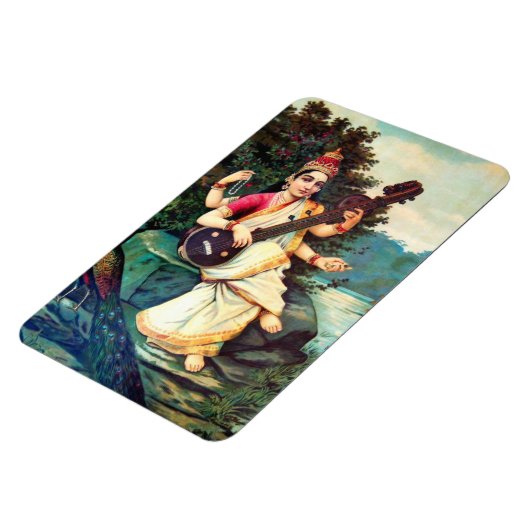 Goddess Saraswati van Raja Ravi Varma Magneet (Linkerzijde)