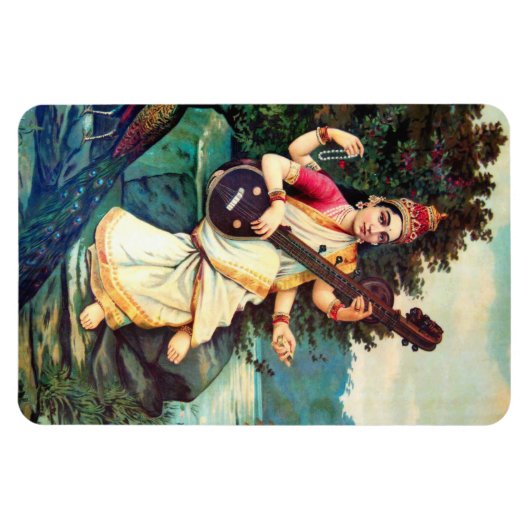 Goddess Saraswati van Raja Ravi Varma Magneet (Horizontaal)