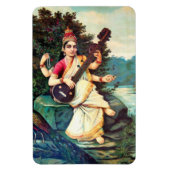 Goddess Saraswati van Raja Ravi Varma Magneet (Verticaal)