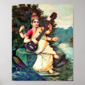 Goddess Saraswati van Raja Ravi Varma Poster (Voorkant)