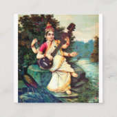 Goddess Saraswati van Raja Ravi Varma Vierkante Visitekaartje (Voorkant)