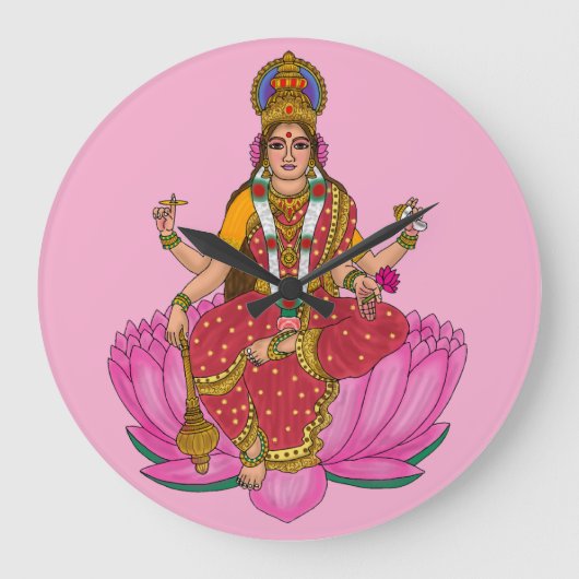 Goddess Siddhidatri Wall Clock Grote Klok (Voorkant)