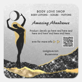 *~* Goddess SILVER Glitter Inention Spell AP24 Vierkante Sticker