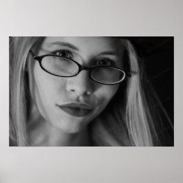 Goddess Smirking poster in B&W