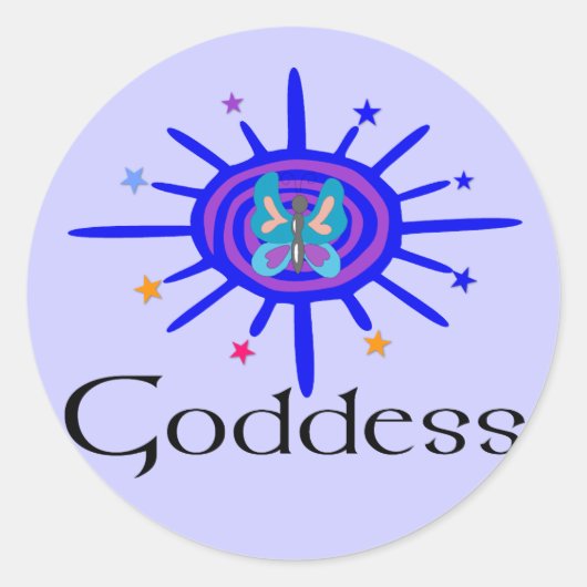 Goddess Sun en Stars Ronde Sticker (Voorkant)