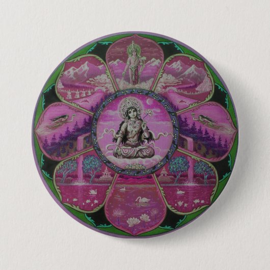 Goddess Tara Mandala Ronde Button 7,6 Cm (Voorkant)