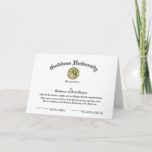 Goddess University Diploma Customizable Kaart