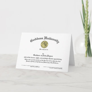 Goddess University Diploma Customizable Kaart