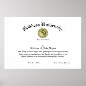 Goddess University Diploma Poster (Voorkant)