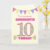 Goddochter 10th Birthday Primroses Bunting Kaart (Gele Bloem)