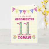 Goddochter 11th Birthday Primroses Bunting Kaart (Gele Bloem)