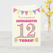 Goddochter 12th Birthday Primroses Bunting Kaart (Gele Bloem)