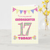 Goddochter 17th Birthday Primroses Bunting Kaart (Gele Bloem)