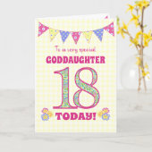 Goddochter 18th Birthday Primroses Bunting Kaart (Gele Bloem)