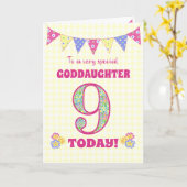 Goddochter 9th Birthday Primroses Bunting Kaart (Gele Bloem)