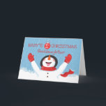 Goddochter Baby First Kerstman Snowman Kaart<br><div class="desc">Je lieve Goddochter zal blij zijn,  net zoals deze sneeuwman blij is met de sneeuw! Ik wens haar een gelukkige eerste kerst,  zoals je haar zegeningen stuurt.</div>