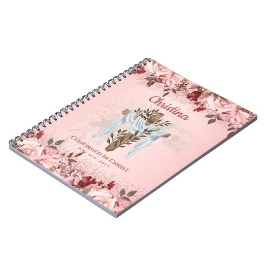 Goddochter BEVESTIGING Rozegoud Bloemen Roze Niet Notitieboek (Linkerzijde)