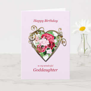 Goddochter Birthday Antiek Geschilderde Rozen Kaart