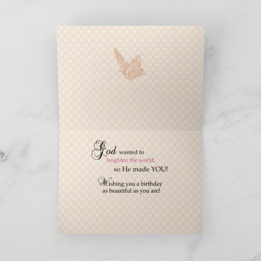 Goddochter Birthday Butterfly Kaart (Binnen)