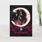 Goddochter Birthday Card - Fantasy Moon Fairy Kaart (Voorkant)