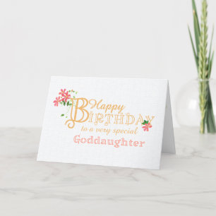Goddochter Birthday met Clematis Flowers Kaart