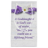 Goddochter Birthday met Polka Dot Ribbon Klein Cadeauzakje (Voorkant)