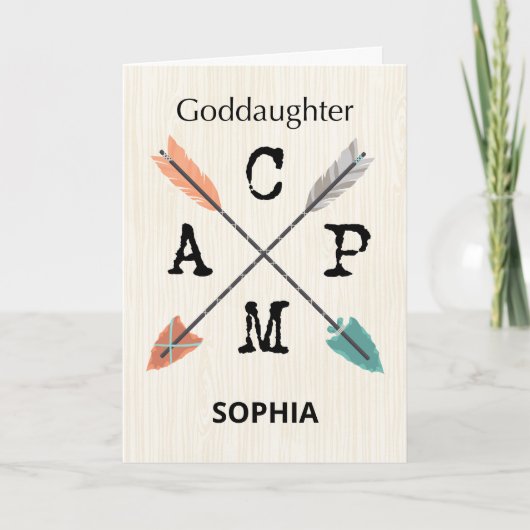 Goddochter Camp Personaliseer Naam Pijlen Kaart (Voorkant)