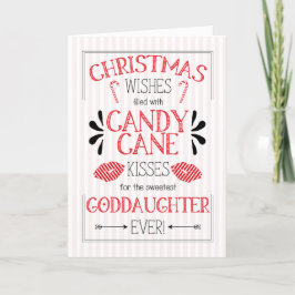 Goddochter Candy Cane Kisses Kerstwens Feestdagen Kaart