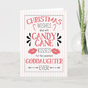 Goddochter Candy Cane Kisses Kerstwens Feestdagen Kaart