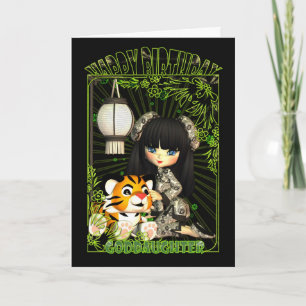 Goddochter Cute Birthday Card met Moonies China Kaart