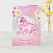 Goddochter Cute Eenhoorn Verjaardag ELKE LEEFTIJD Kaart (Gele Bloem)