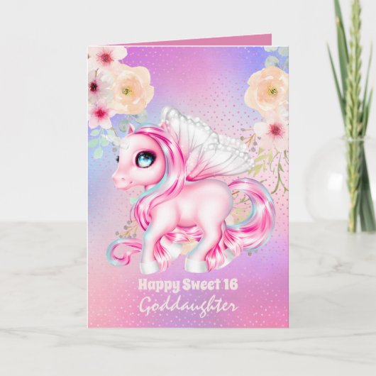 Goddochter Cute Unicorn Birthday IEDER LEEFTIJD Kaart (Voorkant)