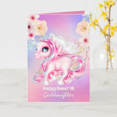 Goddochter Cute Unicorn Birthday IEDER LEEFTIJD Kaart (Gele Bloem)