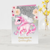 Goddochter Cute Unicorn Birthday IEDER LEEFTIJD Kaart (Gele Bloem)