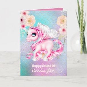 Goddochter Cute Unicorn Birthday IEDER LEEFTIJD Kaart