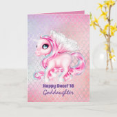 Goddochter Cute Unicorn Birthday IEDER LEEFTIJD Kaart (Gele Bloem)