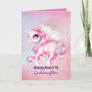 Goddochter Cute Unicorn Birthday IEDER LEEFTIJD Kaart