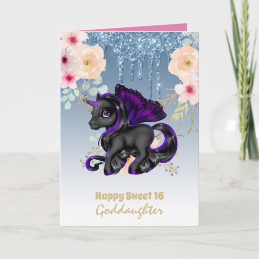 Goddochter Cute Unicorn Birthday IEDER LEEFTIJD Kaart (Voorkant)