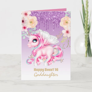 Goddochter Cute Unicorn Birthday IEDER LEEFTIJD Kaart