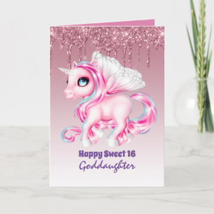 Goddochter Cute Unicorn Birthday IEDER LEEFTIJD Kaart
