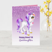 Goddochter Cute Unicorn Verjaardag ELKE LEEFTIJD Kaart (Gele Bloem)