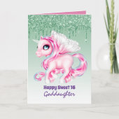 Goddochter Cute Unicorn Verjaardag ELKE LEEFTIJD Kaart (Voorkant)