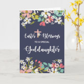 Goddochter Easter Blessings Risen Christus Flowers Kaart (Gele Bloem)