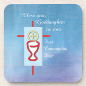 Goddochter, Eerste Heilige Communie, Turquoise Bier Onderzetter (Voorkant)